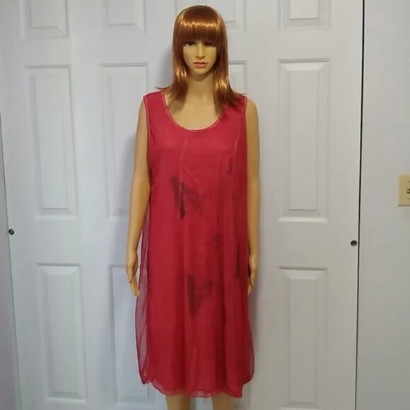 Fred Sabatier Dress Raspberry Red Flowing Shift Size 14 NWT - Picture 7 of 9